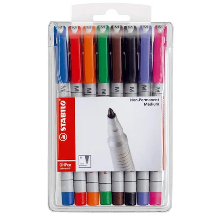 Folienstift - STABILO OHPen universal - wasserlöslich medium - 8er Pack - mit 8 verschiedenen Farben