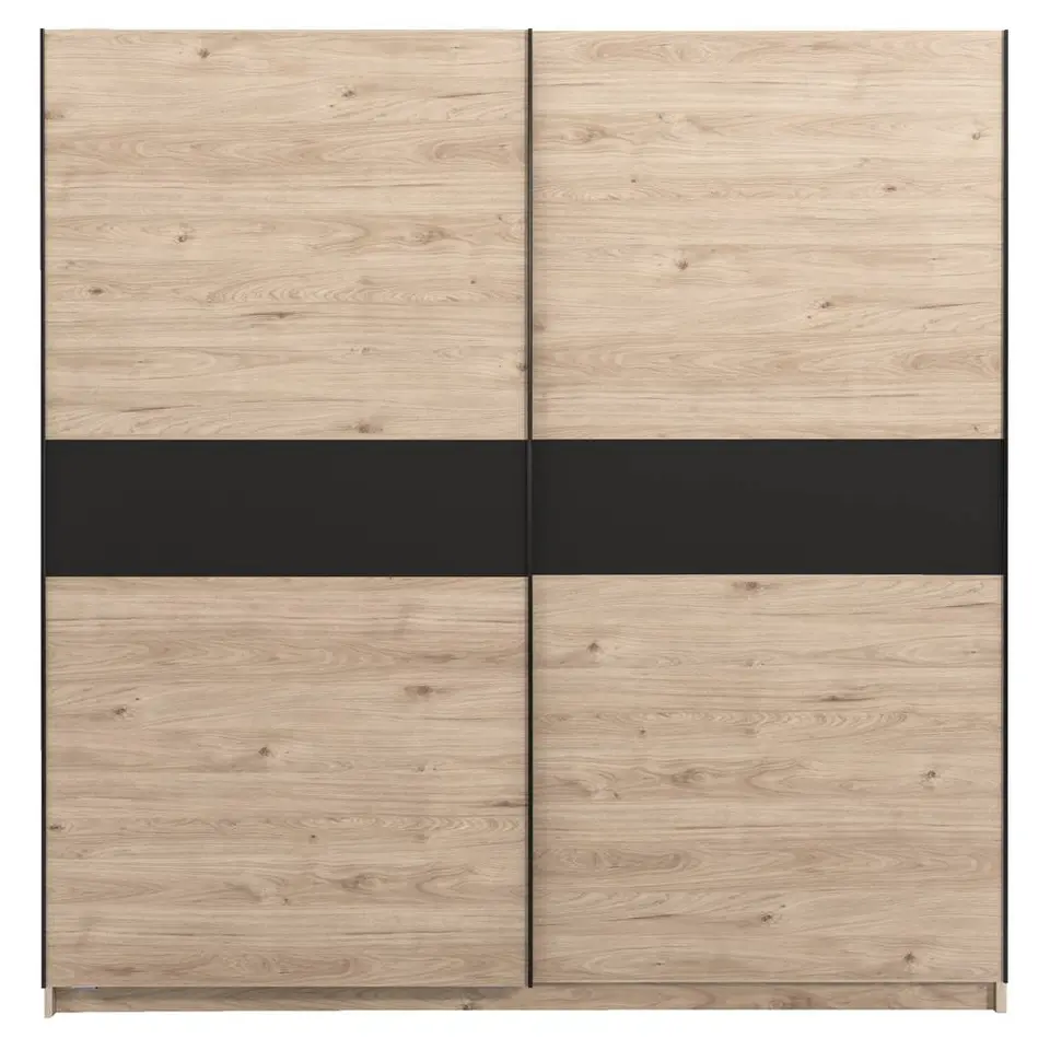 Schuifdeurkast Genua - eikenkleur/antraciet - 204x200x60 cm