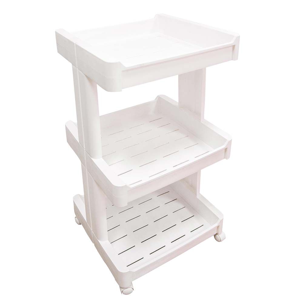 Chariot sur roulettes blanc 3 niveaux