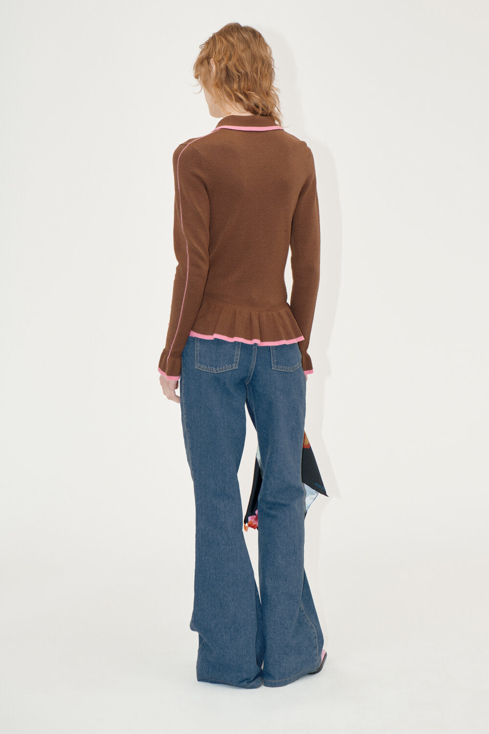 Stine Goya  Lenear Ruffle cardigan - Patridge Brown