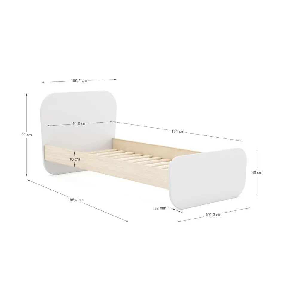 CALICOSY - Verhoogd bed SIMON - 90x195,4x106,5 cm