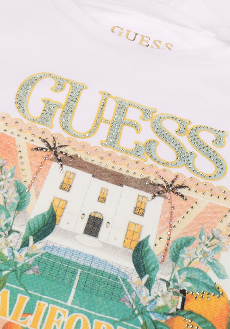 GUESS witte guess t-shirt ss guess mansion logo easy tee