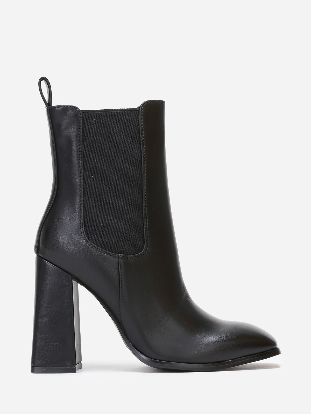 Bottines chelsea carrées à talon- Noir