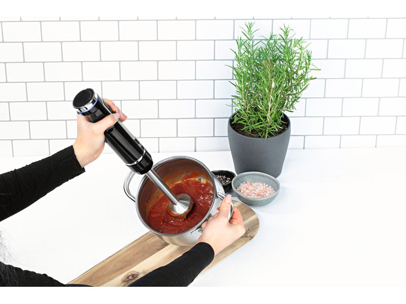 GOURMETmaxx Akku-Stabmixer LED Schwarz Kabelloses Stabmixer-Set
