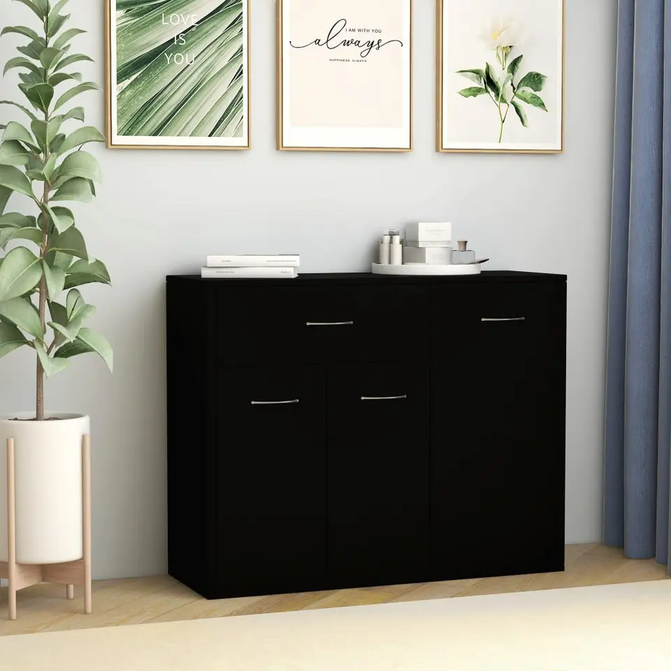 vidaXL - Dressoir - Zwart - Bewerkt hout