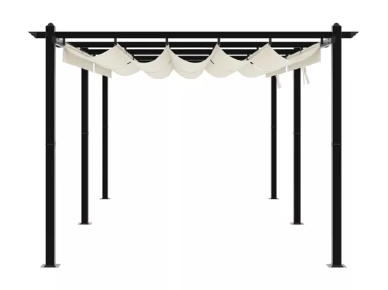 Tonnelle de jardin avec toit rétractable crème 3x6 m aluminium