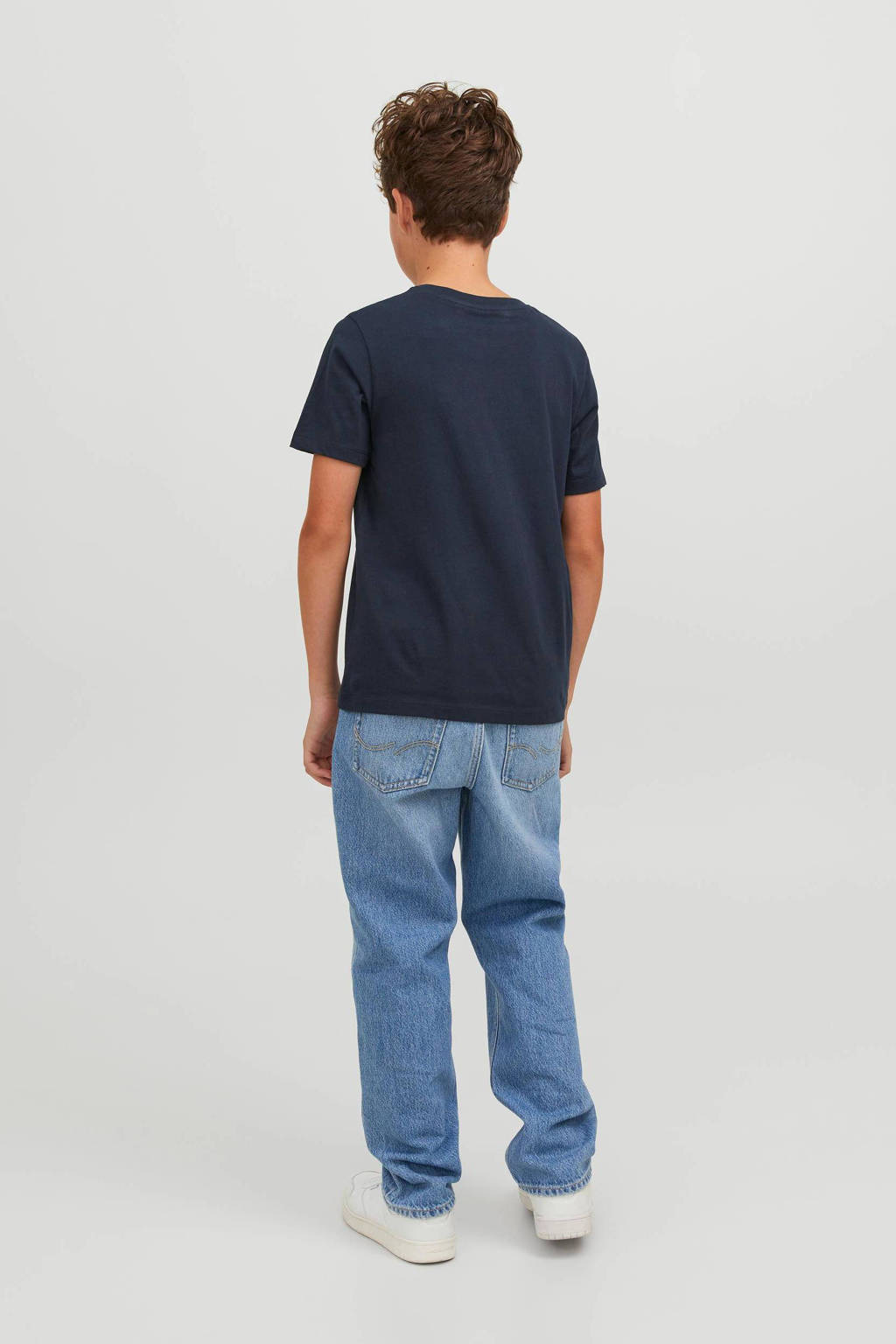 JACK & JONES T-shirt JJELOGO van katoen donkerblauw