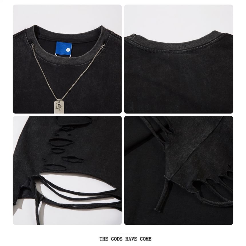 Derbundy - T-shirt met korte mouwen en ronde hals, gewassen en verweerd