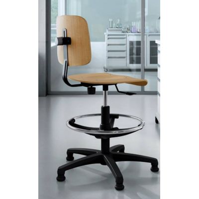 Siege technique TECNIK TB20 - tabouret assis-debout - hauteur réglable jusqu'à 78 cm - repose-pieds réglable - dossier - bois