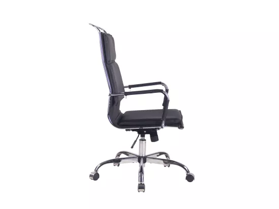 Chaise de bureau - Similicuir & Métal chromé - Noir - Bedford
