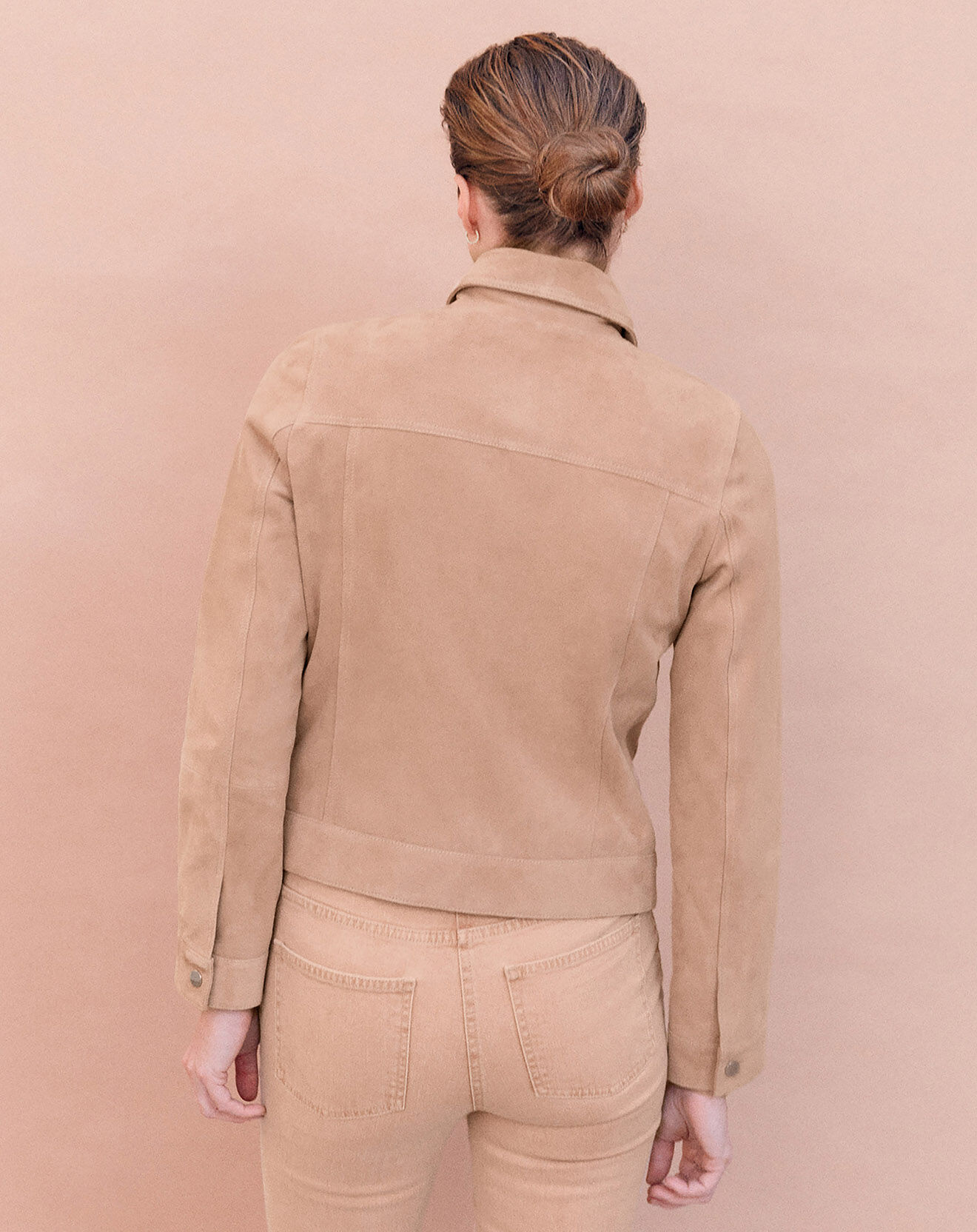 Caroll Veste en Velours de Cuir retourné Rhodes pêche