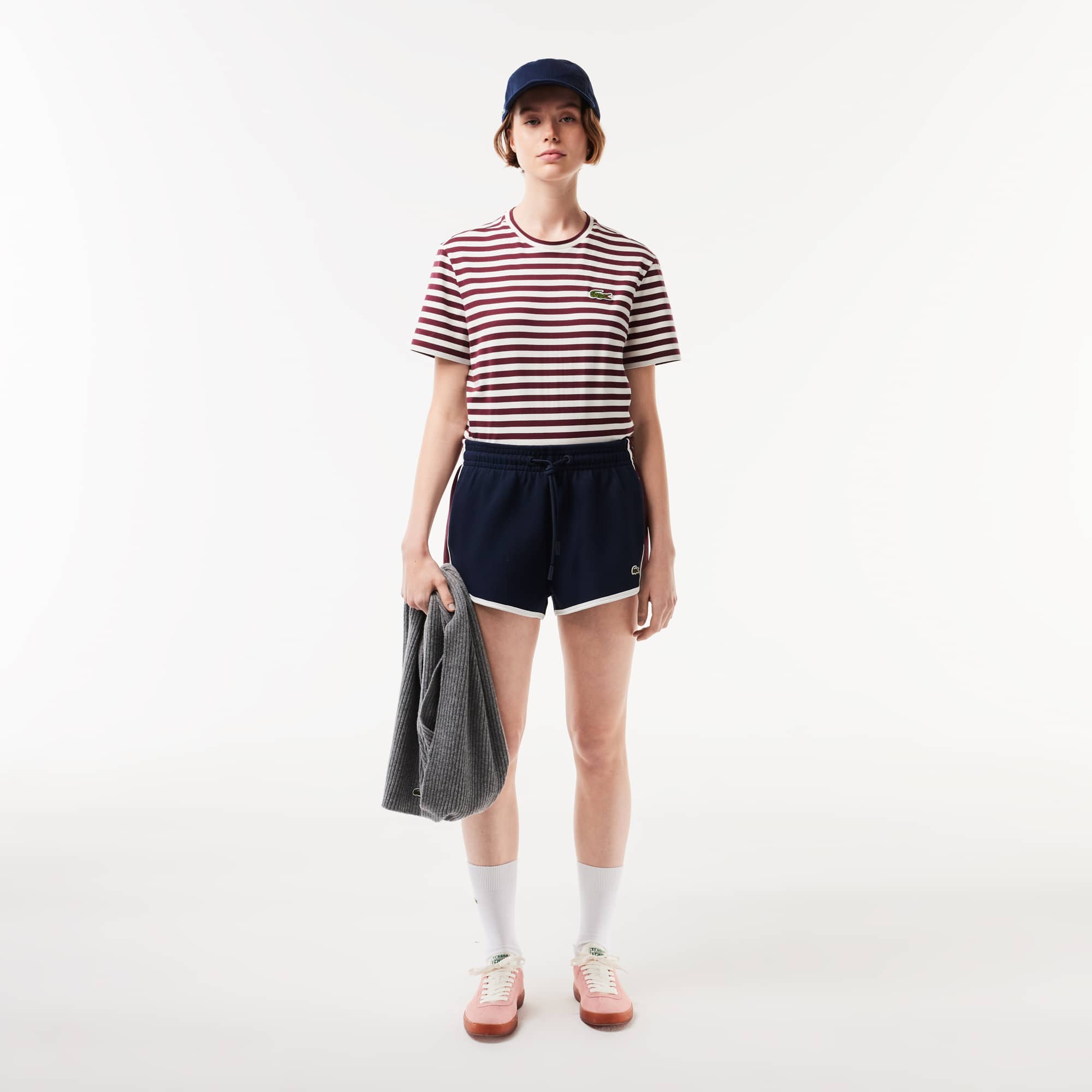 T-shirt femme loose fit Lacoste à rayures en jersey de coton T-Shirts - Rouge - Lacoste - Femme