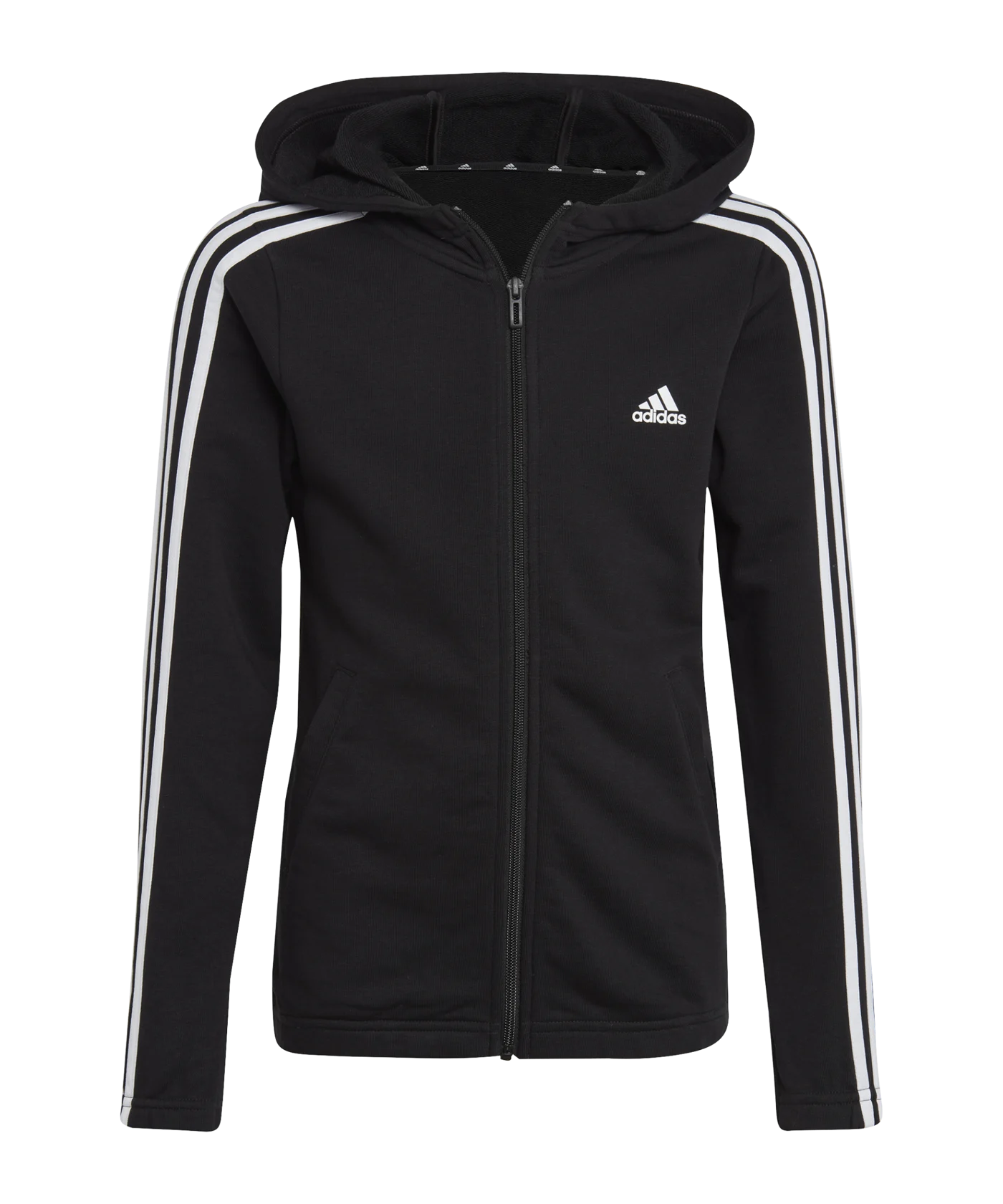 adidas Essentials 3-Stripes Full-Zip Hoodie Black