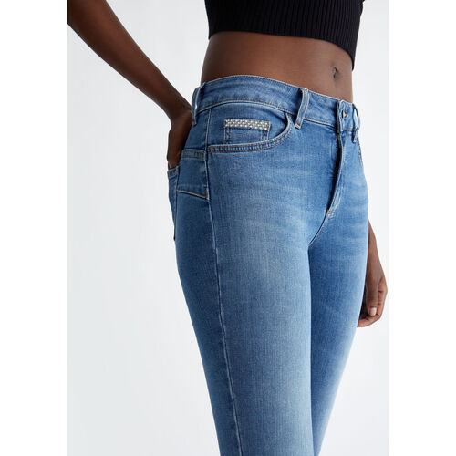 Liu Jo - Vaqueros pitillo Bottom Up de talle alto Azul