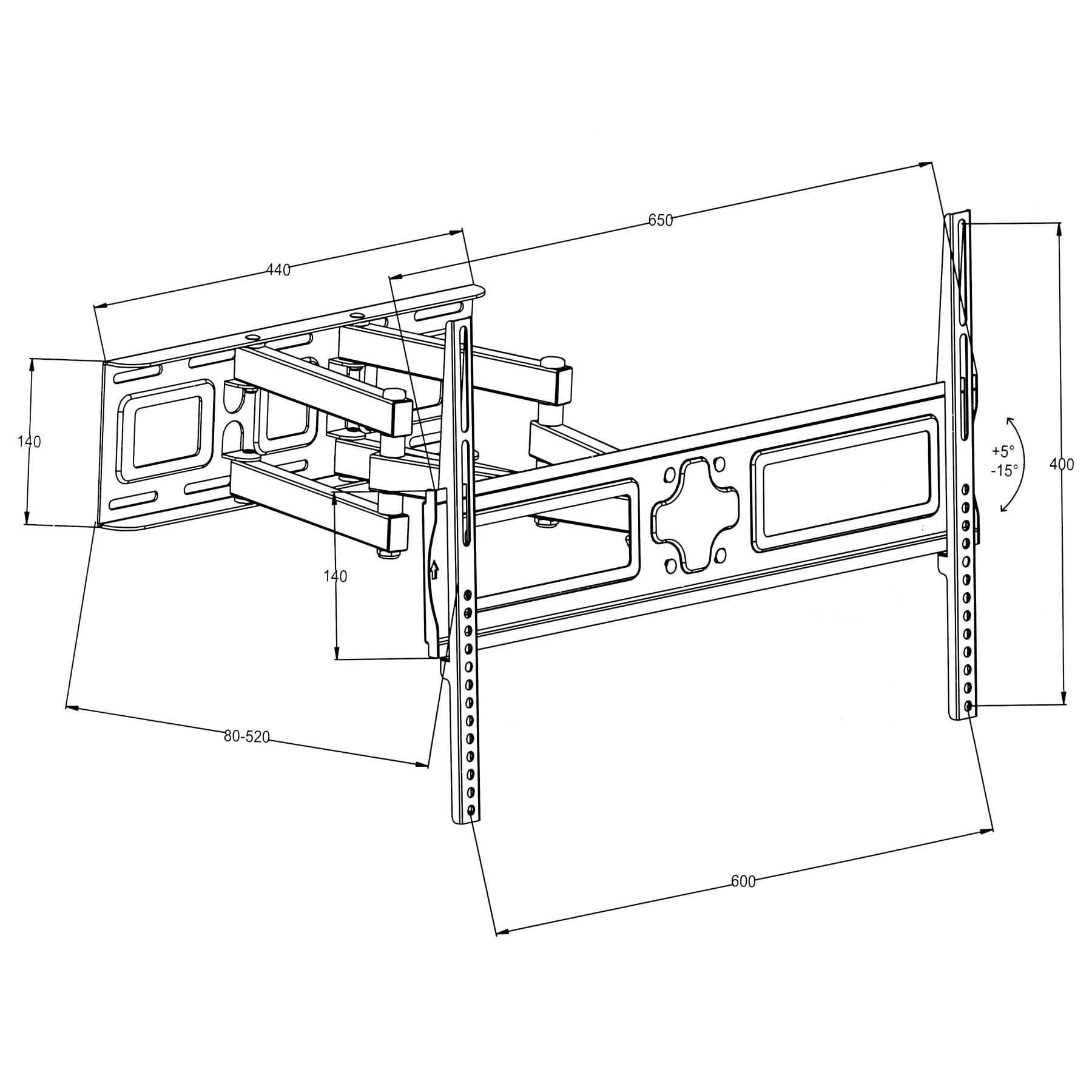 tectake® TV Wandhalterung, für 32 - 100 Zoll (81 - 254 cm), ausziehbar, bis 120 kg