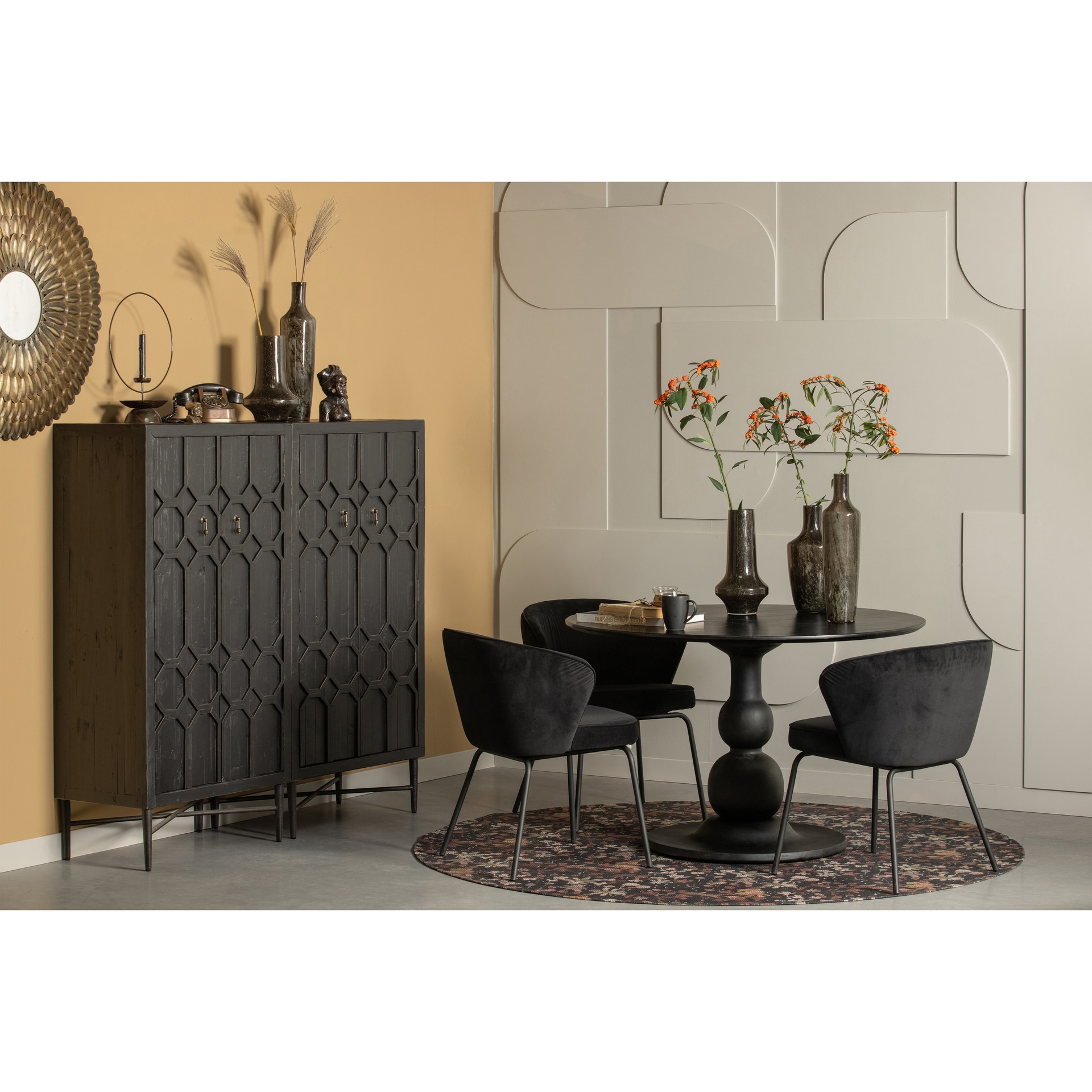 Esstisch BLANCO 120 cm rund Mangoholz schwarz