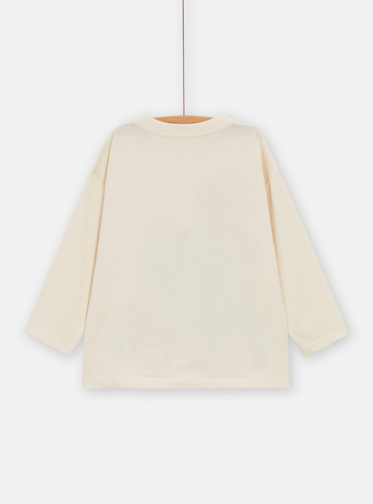 T-shirt écru imprimé et brodé savane pour garçon