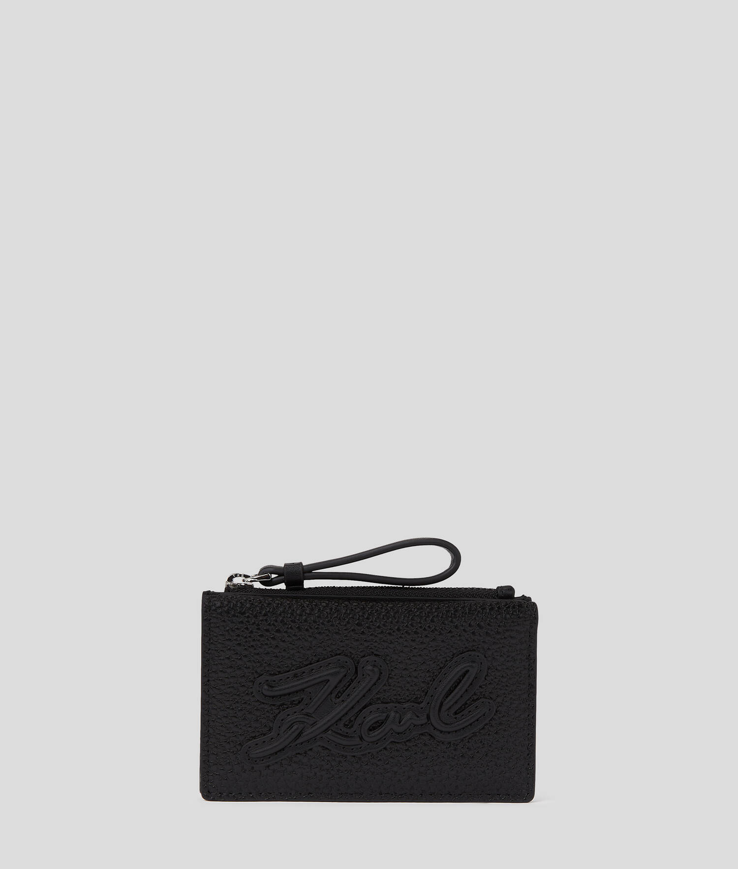 PORTE-CARTES ZIPPÉ EN CUIR GRAINÉ K/SKUARE