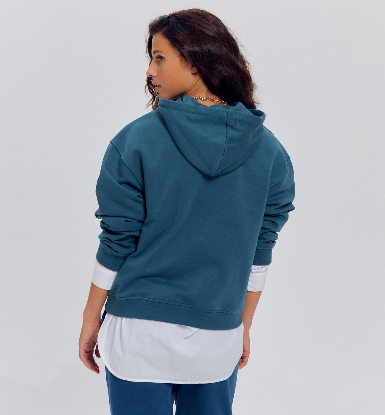 Sweat-shirt à capuche Femme - PETROLE MOYEN