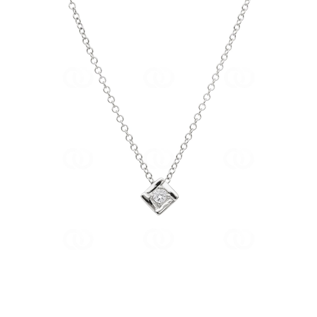 Collier mit Anhänger 750/18 K Weissgold mit Diamant 0.04ct H/Si