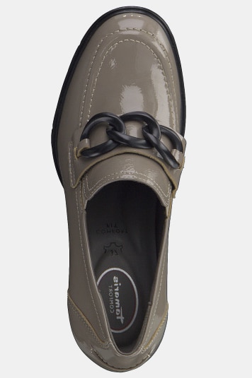 Tamaris Comfort Lackleder-Loafer, Wechselfußbett, recycelt