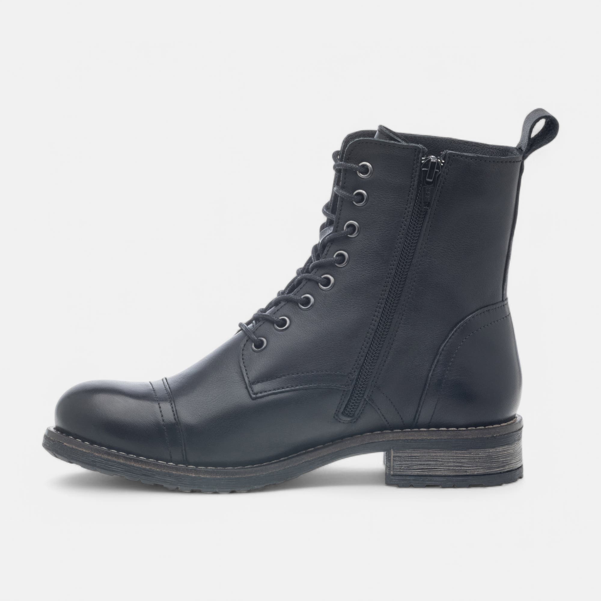 Bottines à lacets Femme en cuir noir