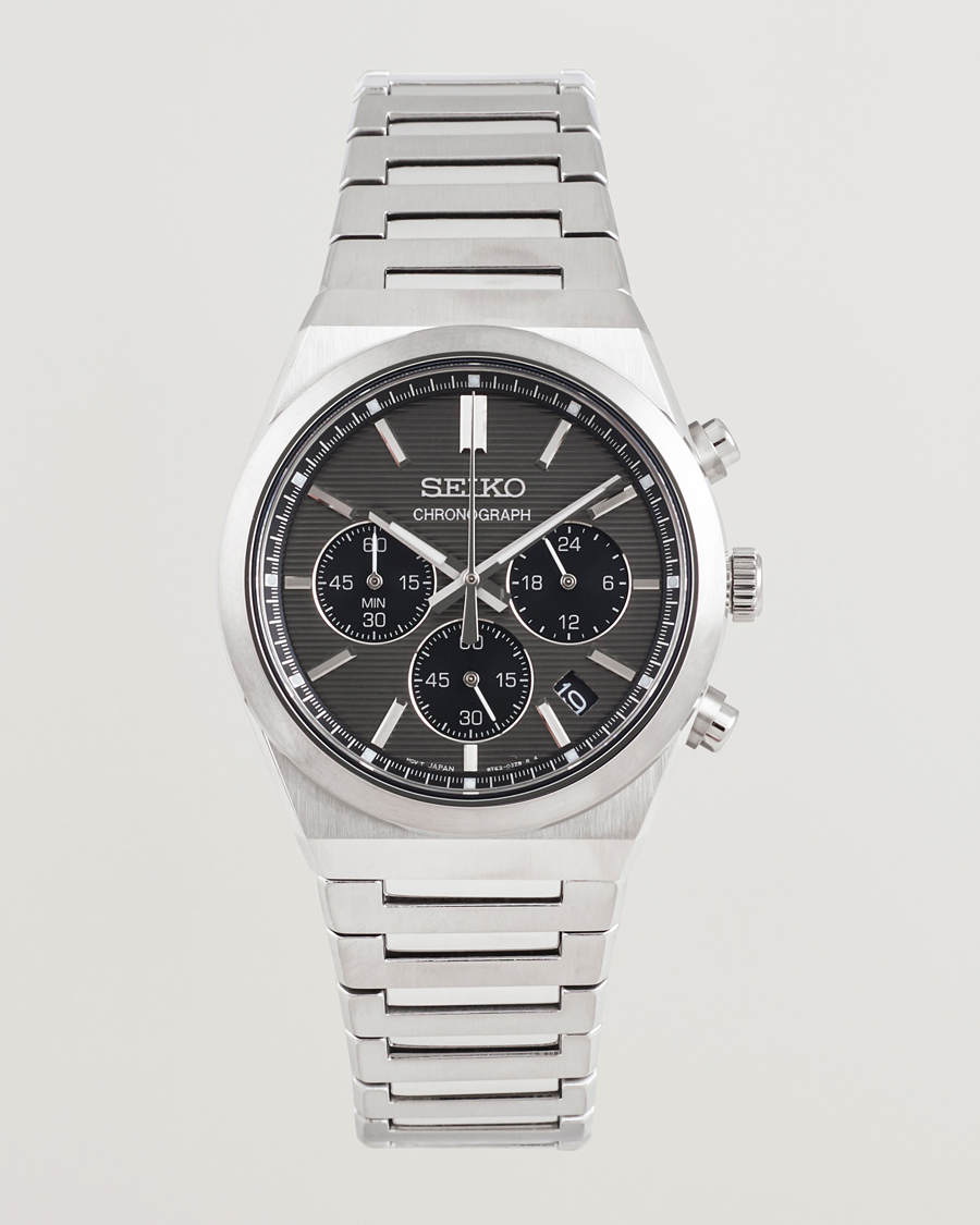 Seiko Quartz Chronograph Steel 40mm Grey Dial