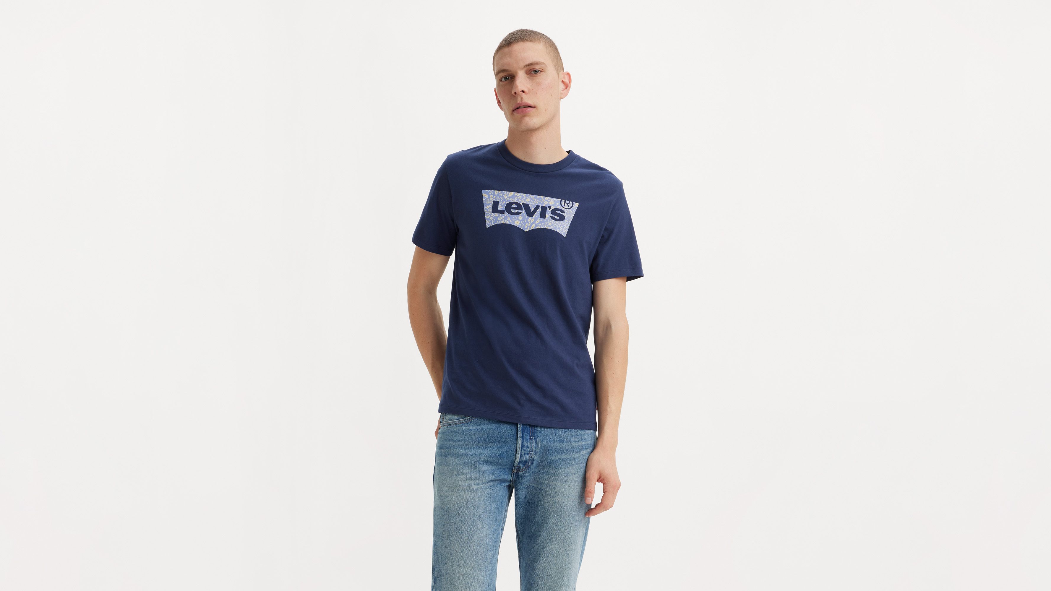 T-shirt graphique Classic - Batwing Floral Fill Naval Academy - Bleu