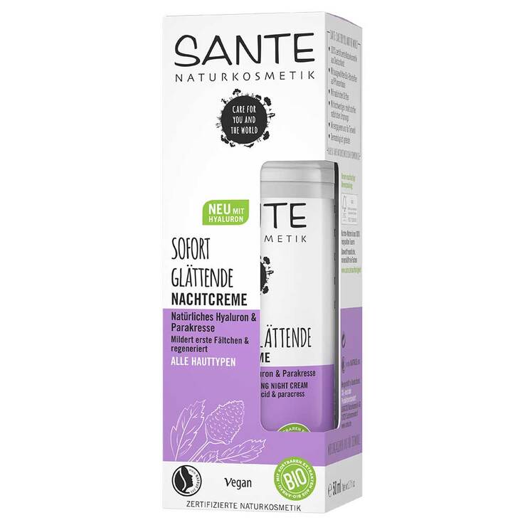 Sante glättende Nachtcreme Hyaluron & Parakresse, 50 ml