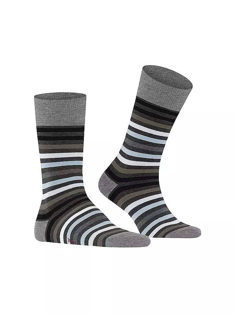 FALKE Socken TINTED STRIPE asphalt mel hellgrau