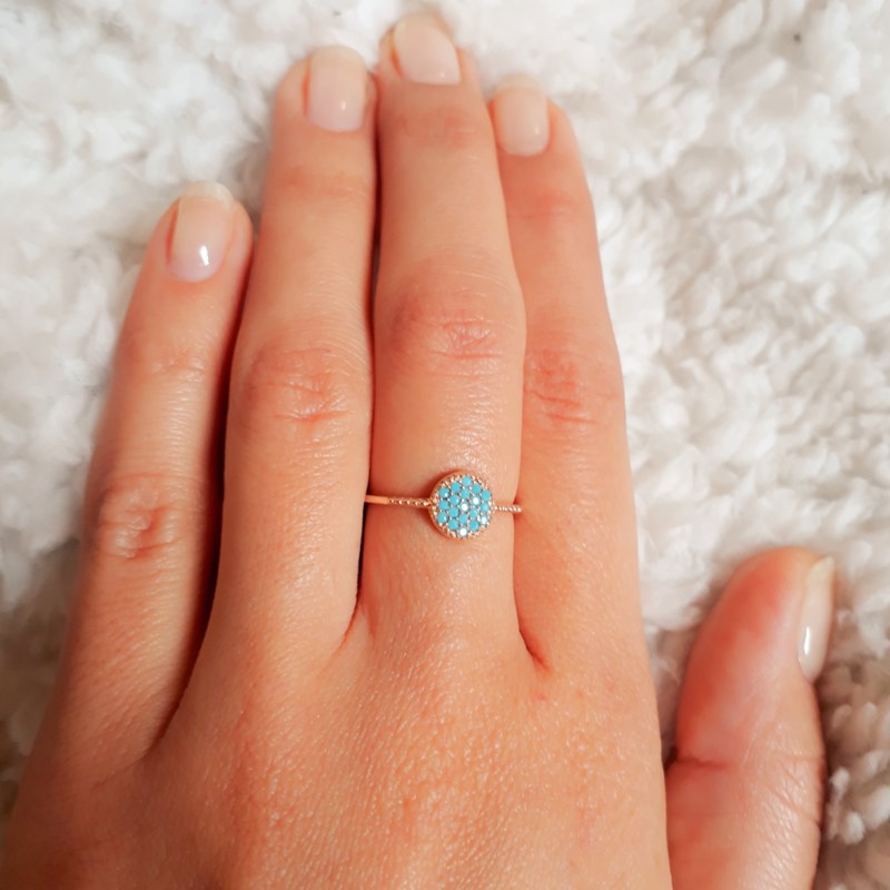 Bague Fine Plaqué Or Pierres Precieuses Turquoise