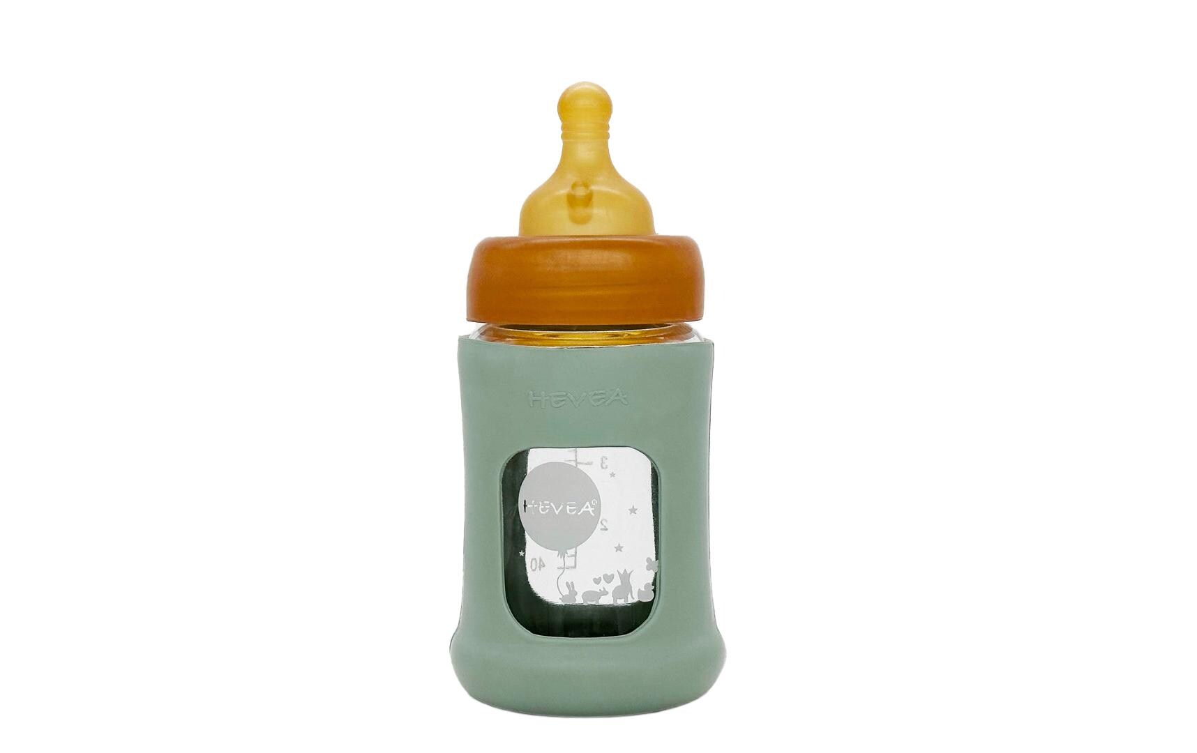 Trinkflasche Seafoam Blue 0+ Mt. 150 mlPlastikfreie Weithals-Babyflasche mit Hülle