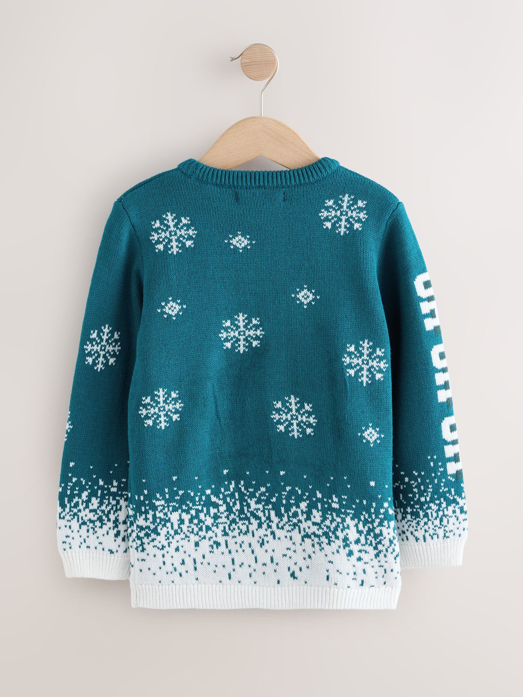 Groen met kerstmanprint - Kersttrui (3 - 16 jr)