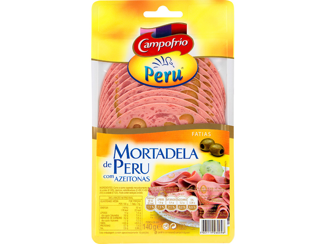 MORTADELA DE PERU CAMPOFRIO COM AZEITONAS FATIAS 140 G