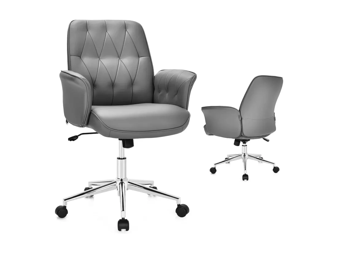 Fauteuil de Bureau Moderne en Cuir PU, Chaise Siège de Bureau à Bascule Réglable en Hauteur, Accoudoirs Rembourrés pour Les Jeux et Le Travail