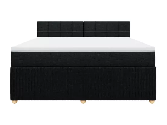 Sommier à lattes de lit avec matelas Noir 180x200 cm Tissu