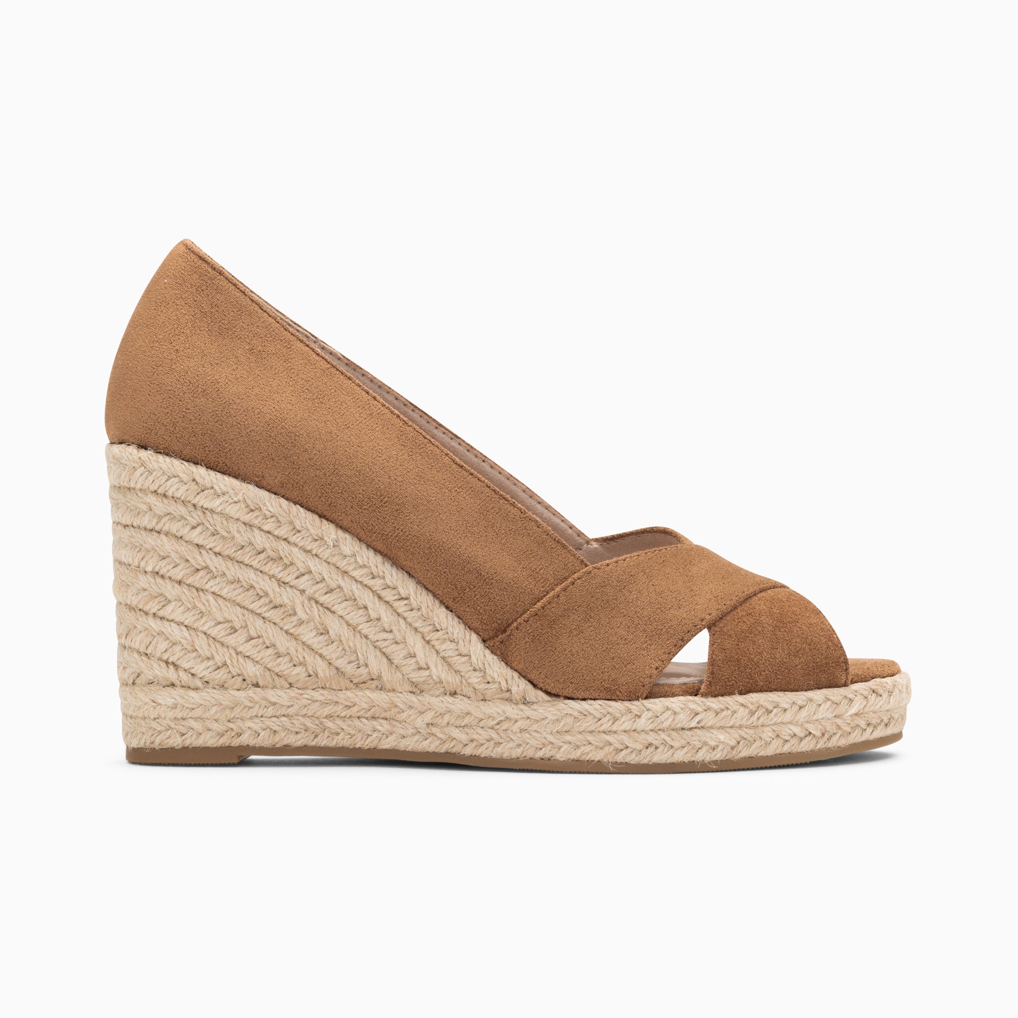 Sandales à talon, Compensées-Sandales compensées peep-toe Léonie noisette