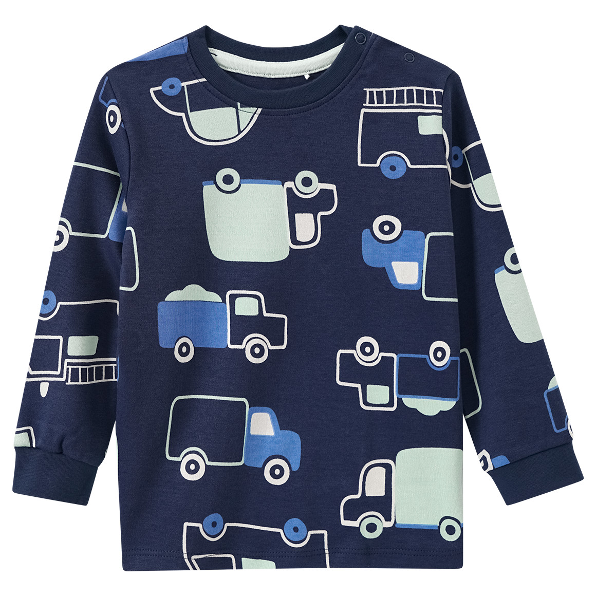 Topomini Baby Schlafanzug mit Auto-Motiven allover dunkelblau