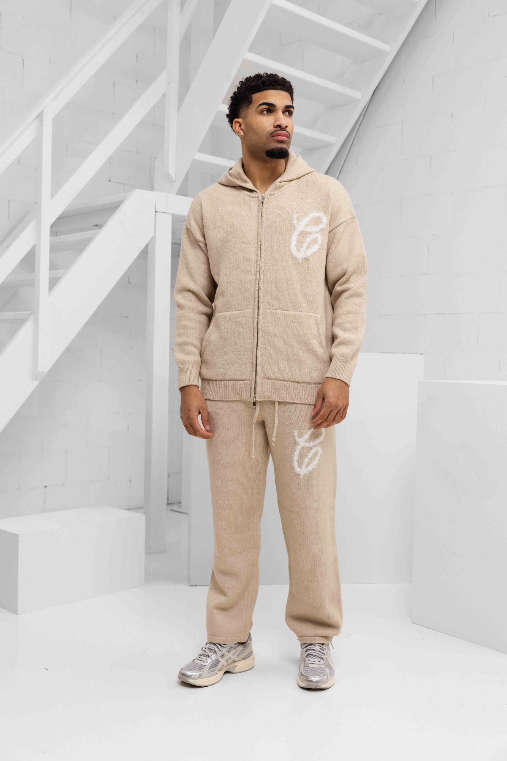 Croyez Fluffy Essence Knit Zip Trainingspak Heren Lichtbruin