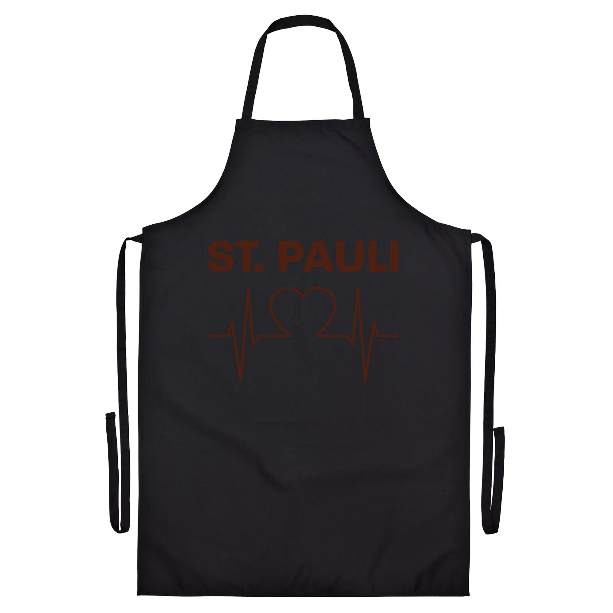 multifanshop® Grillschürze - St. Pauli - Herzschlag - Druck braun