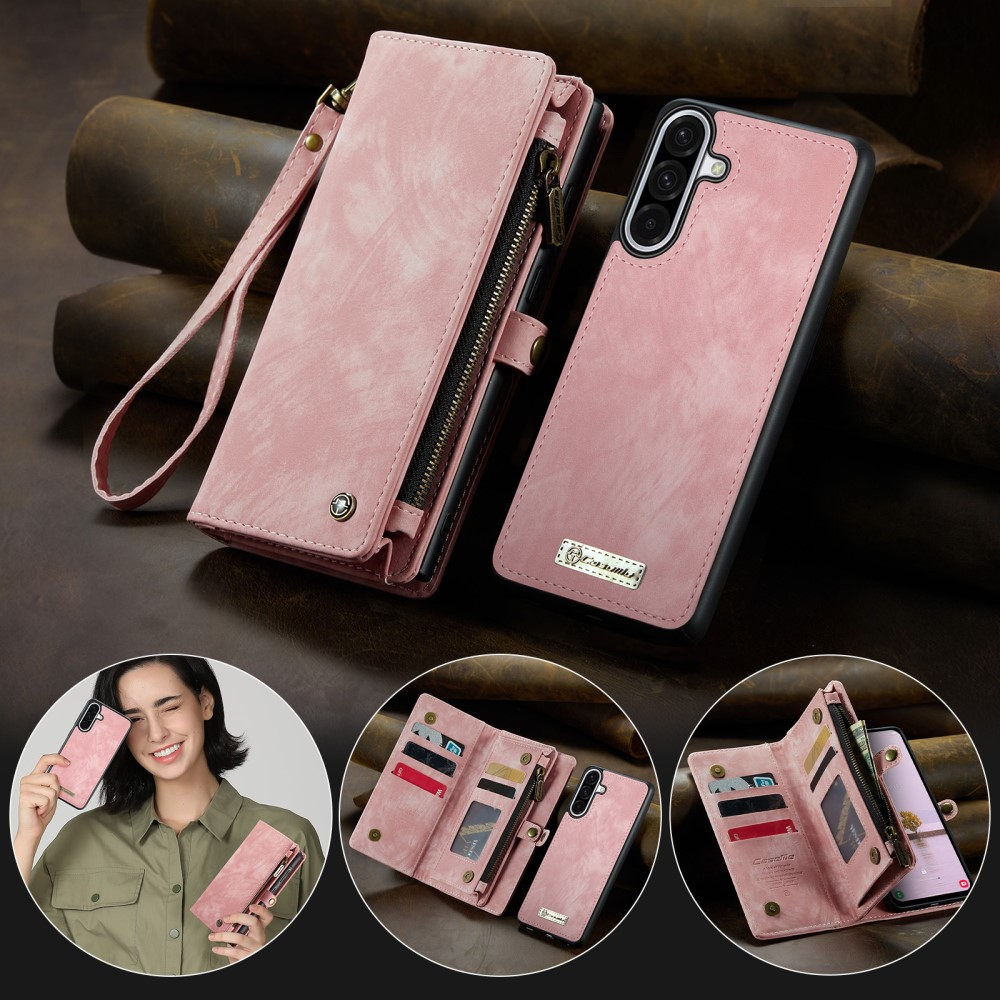Samsung Galaxy A56 2in1 Leder Tasche   Magnet Hardcase Karten Etui - Rosa