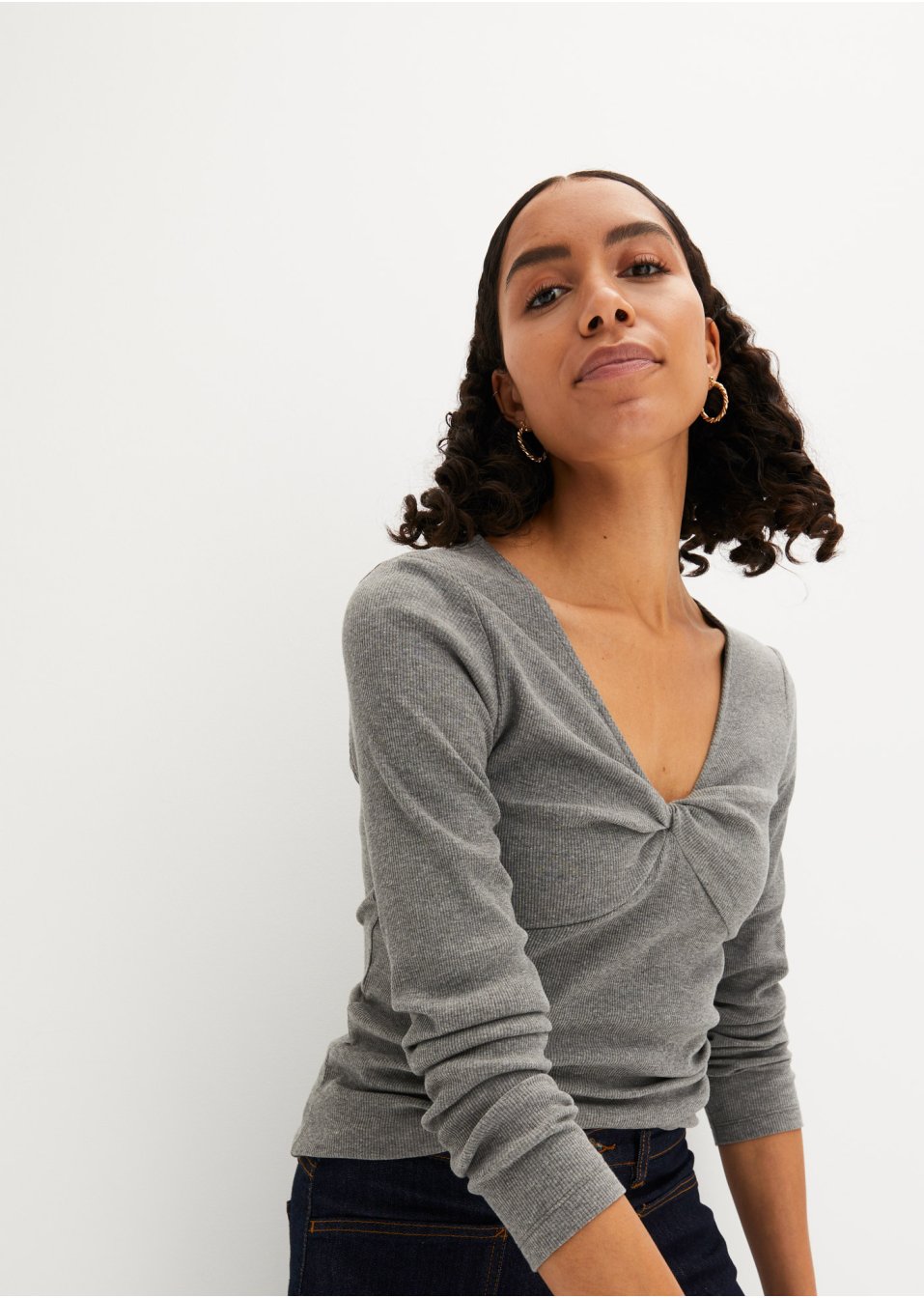 T-shirt manches longues avec détail nœud