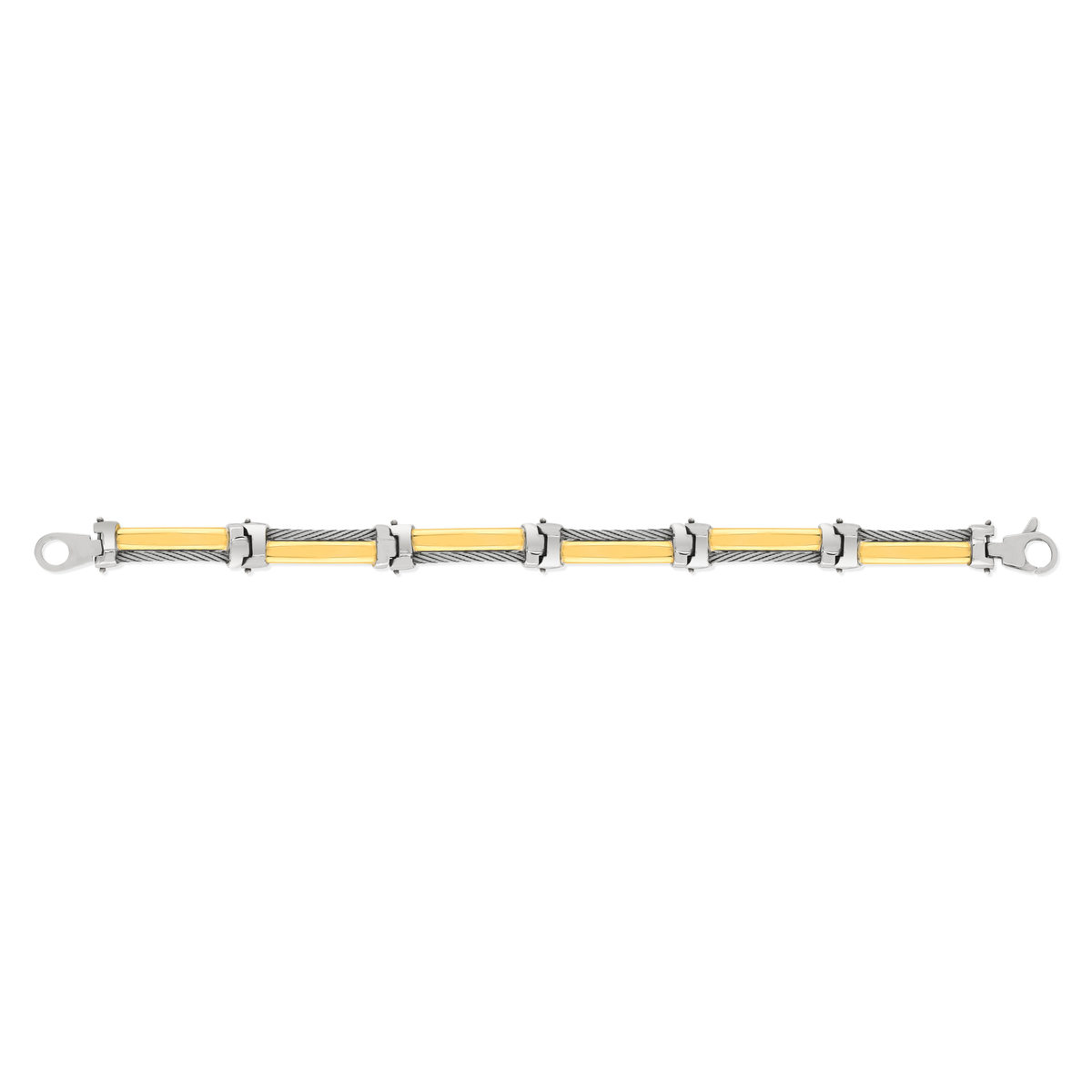 Bracelet acier et or 750 jaune