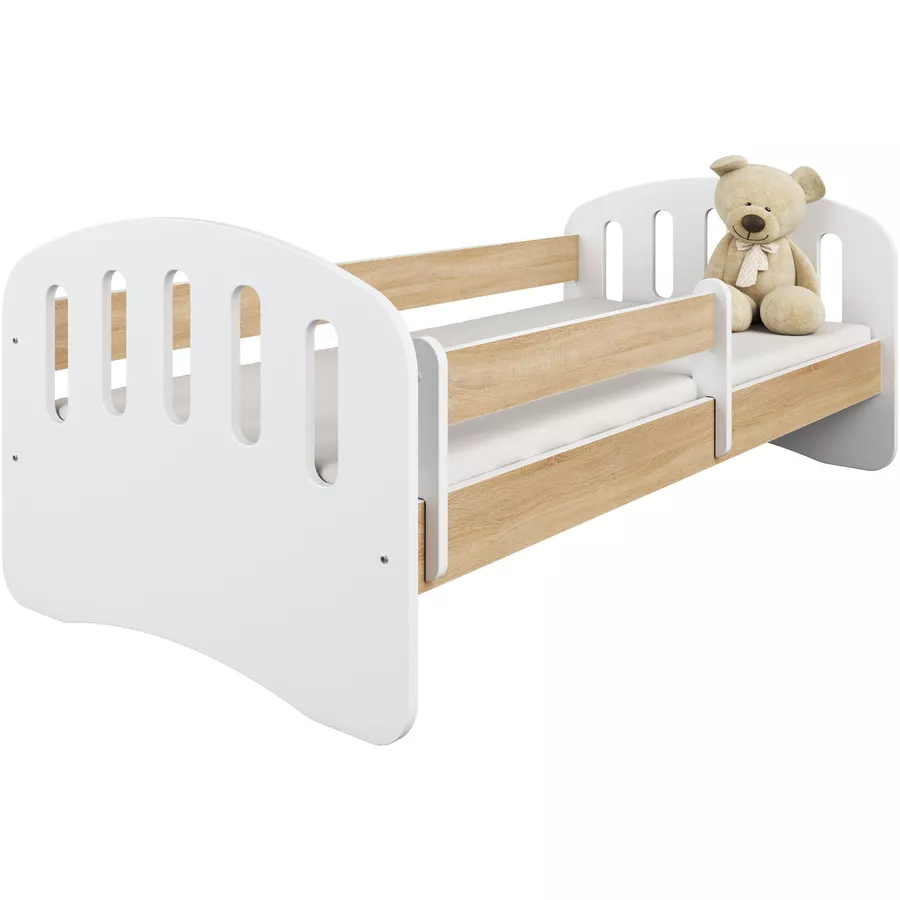 Kids Collective Kinderbett 80x160 | 80x180 mit Matratze, Rausfallschutz & Lattenrost helles Holz
