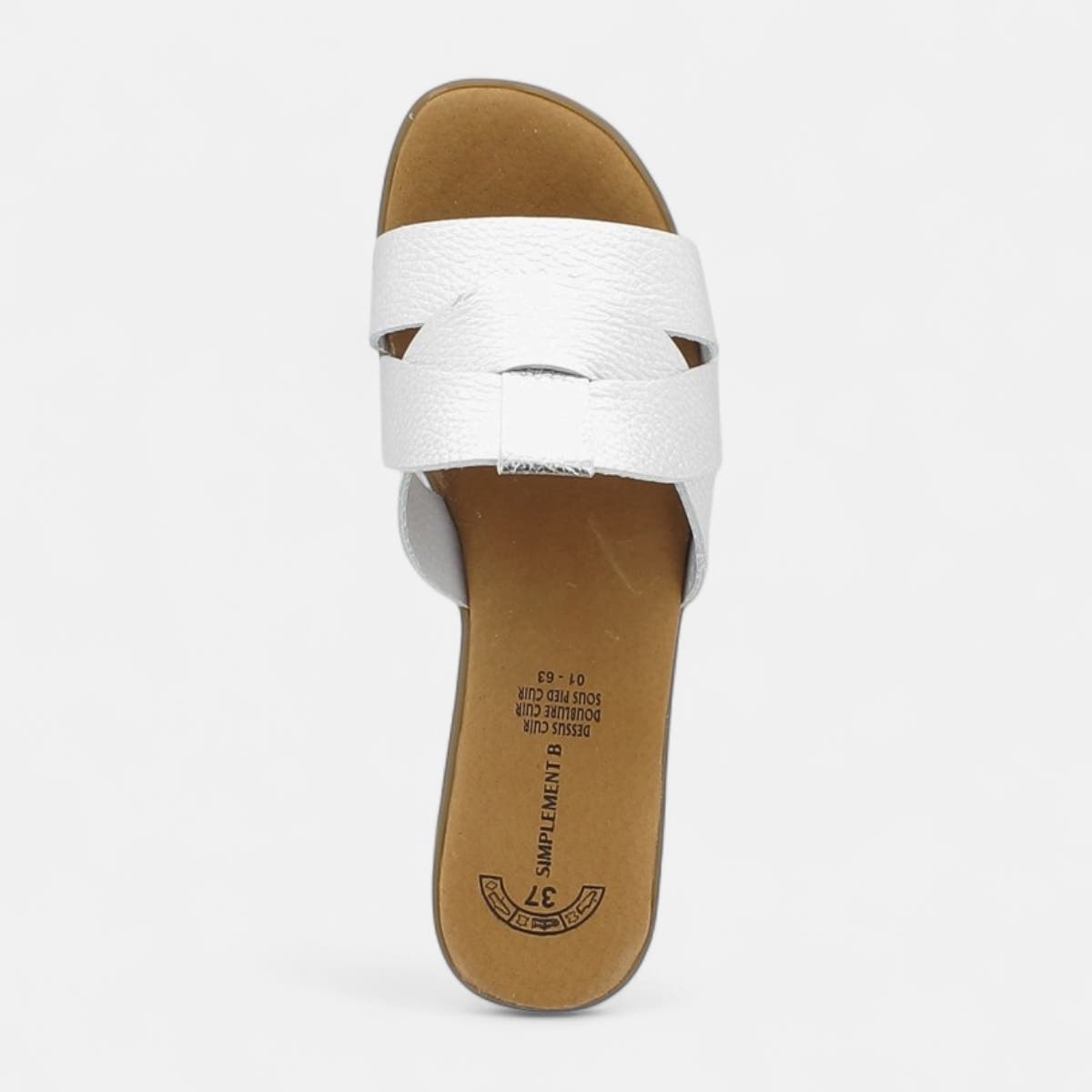Mules Femme en cuir argent
