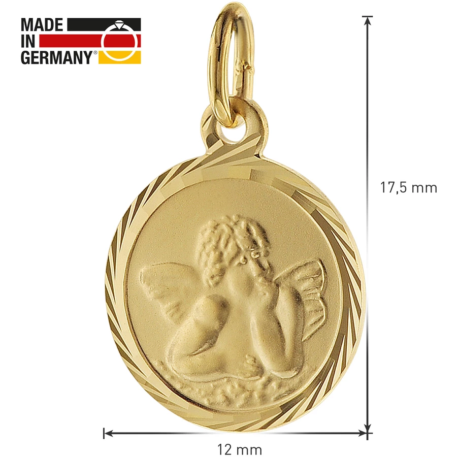 trendor Kinder Schutzengel Anhänger Gold 585 mit goldplattierter Kette gold