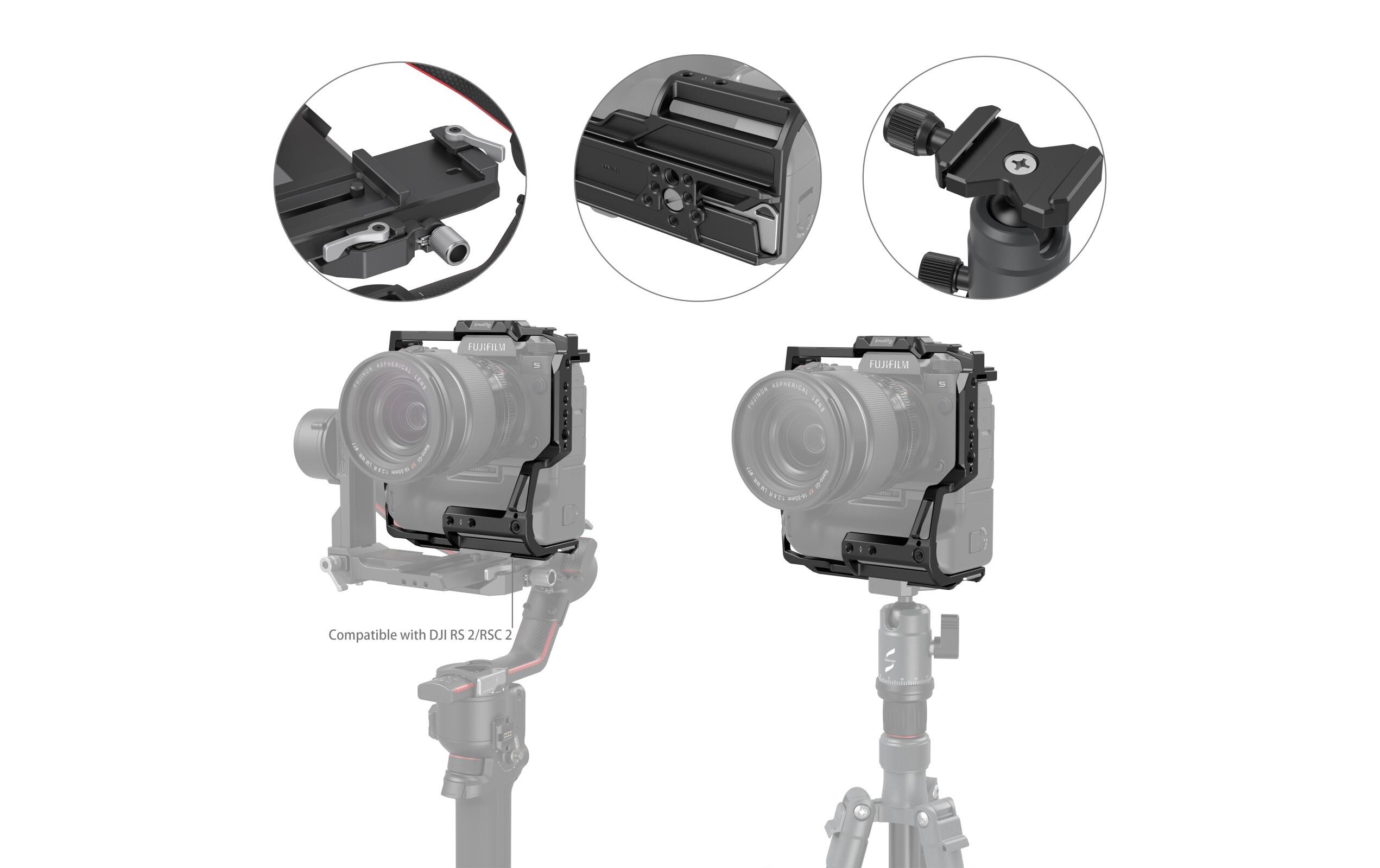Cage für Fujifilm X-H2S mit Batteriegriff<br>Multifunktionshalterung für FUJIFILM X-H2S mit FT-XH / VG-XH Batteriegriff