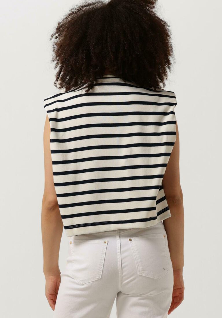CO\\'COUTURE blauw/wit gestreepte co'couture top classic stripe crop tee