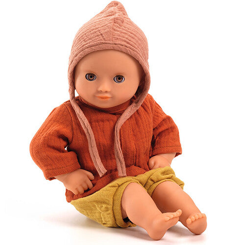 Djeco poppenkledingset pomea - mandarine - 32 cm