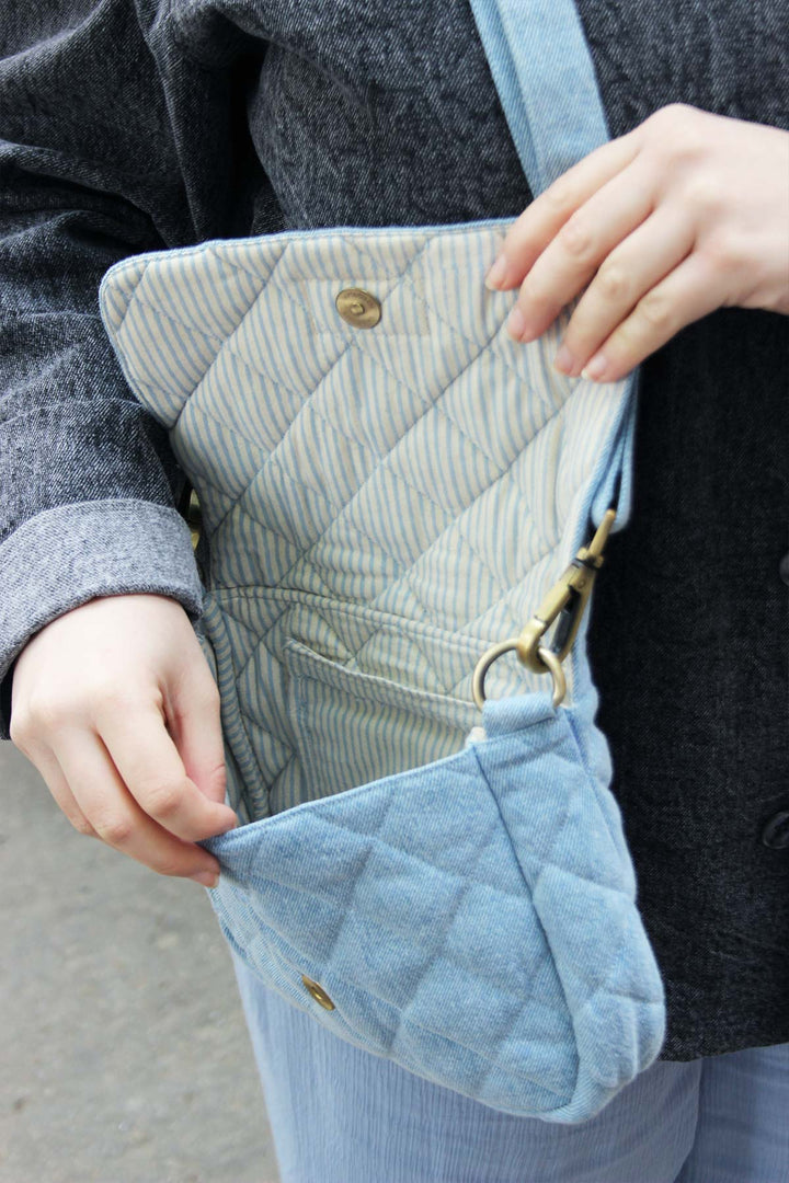 Sac à main matelassé Margault Denim Bleu